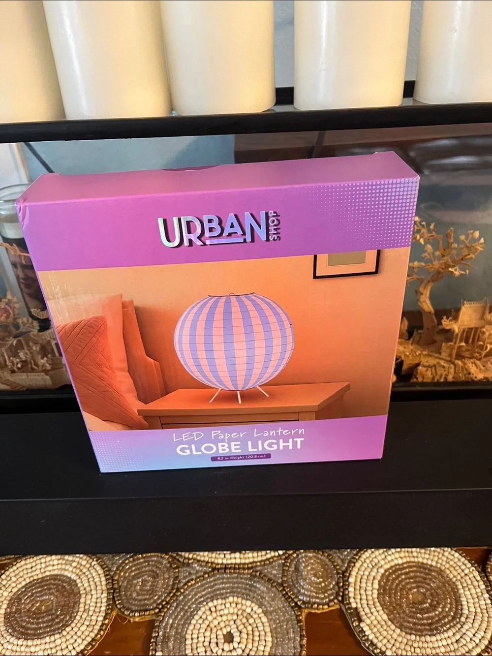 Urban Shop Purple LED Globe Paper Lantern